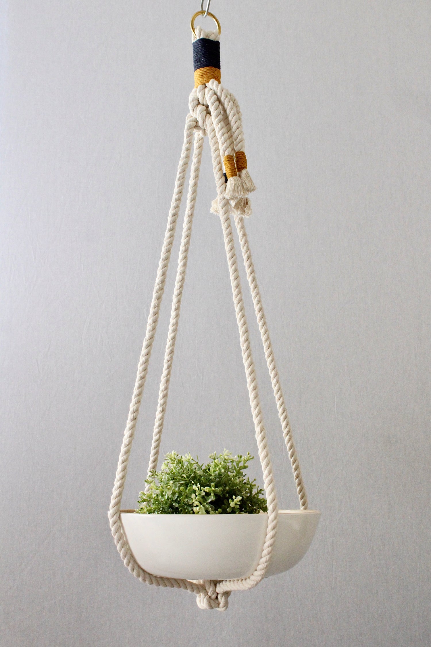 Macrame Plant Hanger, Hanging Planter, Color Block, Fruit Bowl Holder