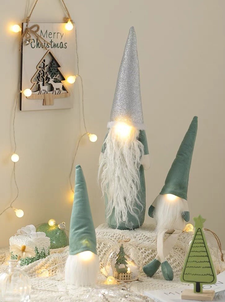 Nordic Christmas Gnomes Elves Dolls Ornaments Decors with Led Lights